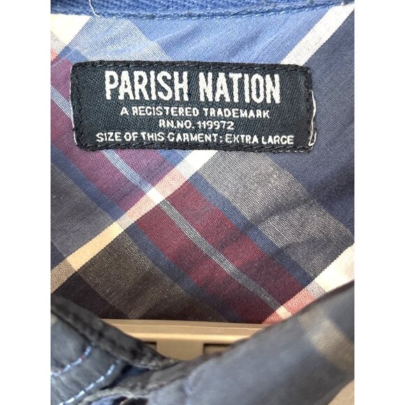 Parish Nation Mens Size XL Plaid Patches Distressed Shirt Casual Bound‎ Glory - Picture 6 of 12